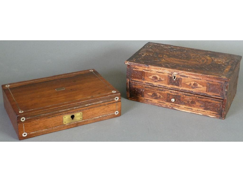 Appraisal: CONTINENTAL STRAW WORK BOX the oblong hinged top decorated with