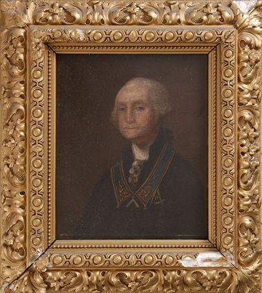 Appraisal: AMERICAN SCHOOL PORTRAIT OF GEORGE WASHINGTON IN MASONIC ROBES Oil