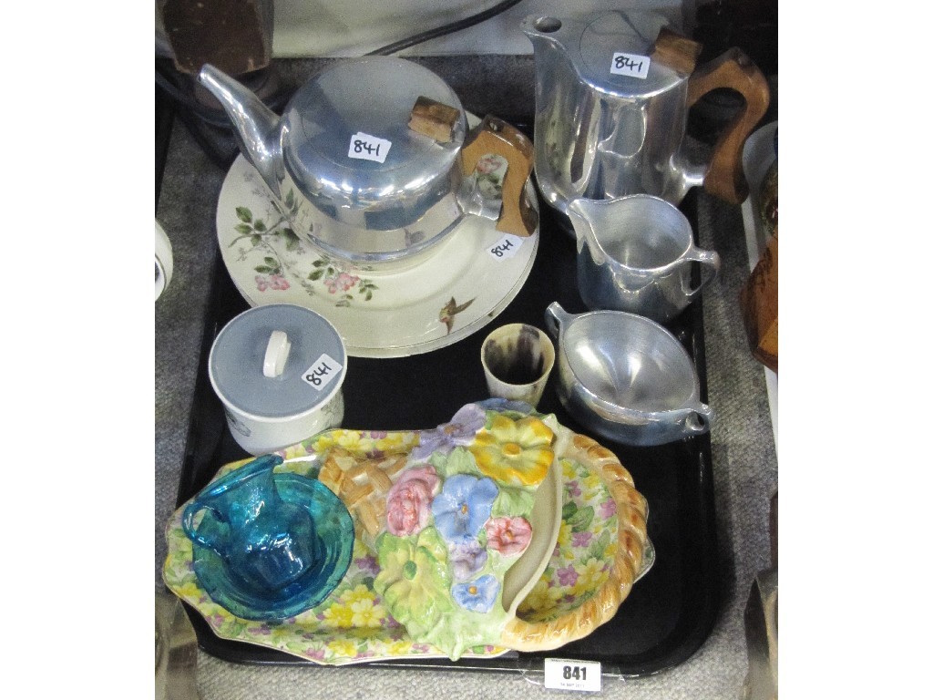 Appraisal: Tray lot to include Picquot ware tea service James Kent