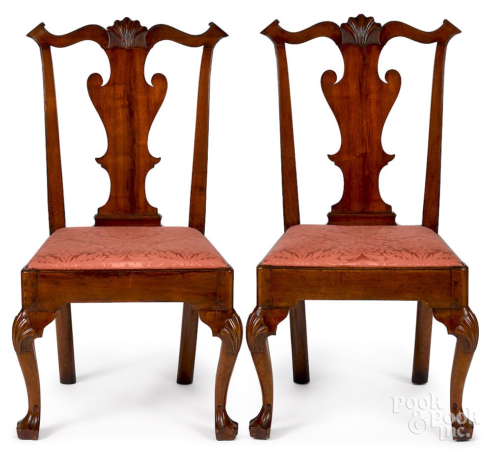 Appraisal: Pair of Pennsylvania Queen Anne dining chairs Pair of Pennsylvania