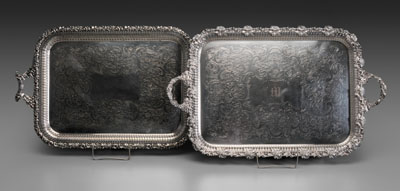 Appraisal: Two Silver-Plated Trays English th century openwork sides grape vine