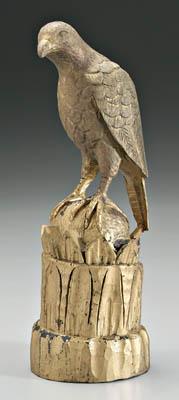 Appraisal: Folk art carved bird of prey perched on carved stump