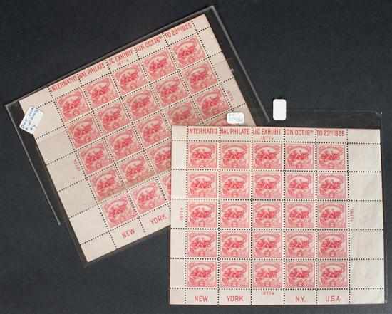 Appraisal: Two International Philatelic Ehibition White Plains Souvenir Sheets Scott both