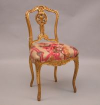 Appraisal: Victorian Gilded and Carved Chair Late th century Victorian chair