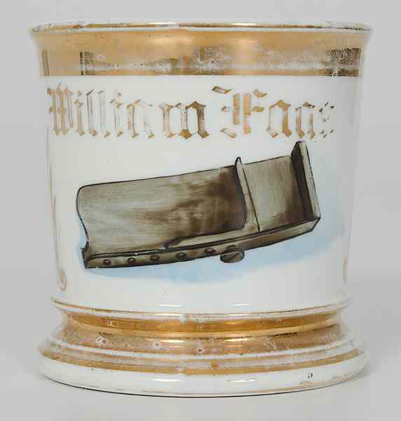 Appraisal: Typesetter's Occupational Shaving Mug Porcelain with polychrome painted scene of