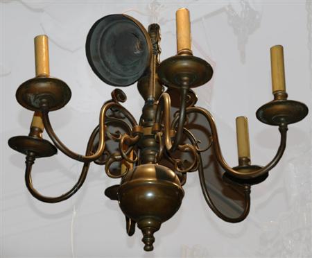 Appraisal: Dutch Baroque Style Brass Six-Light Chandelier Estimate -