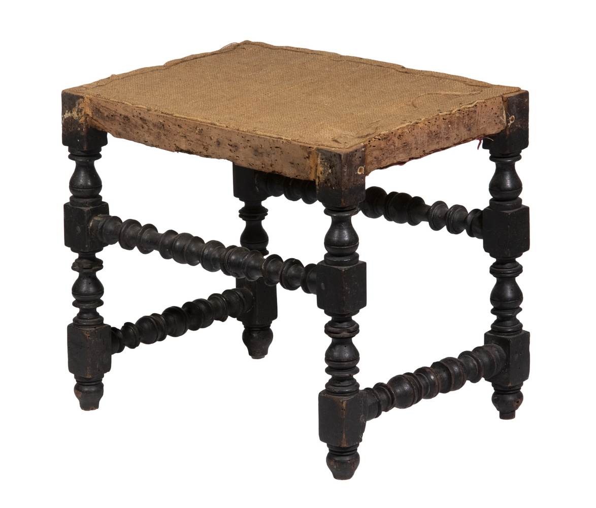 Appraisal: TH C WALNUT STOOL William Mary Period Joined Rectangular Stool