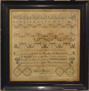 Appraisal: An early th century Needlework Sampler by Harriot Plunkett Multi