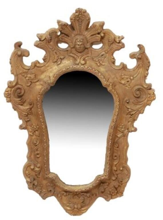 Appraisal: Italian giltwood mirror th c having fanned crest with central