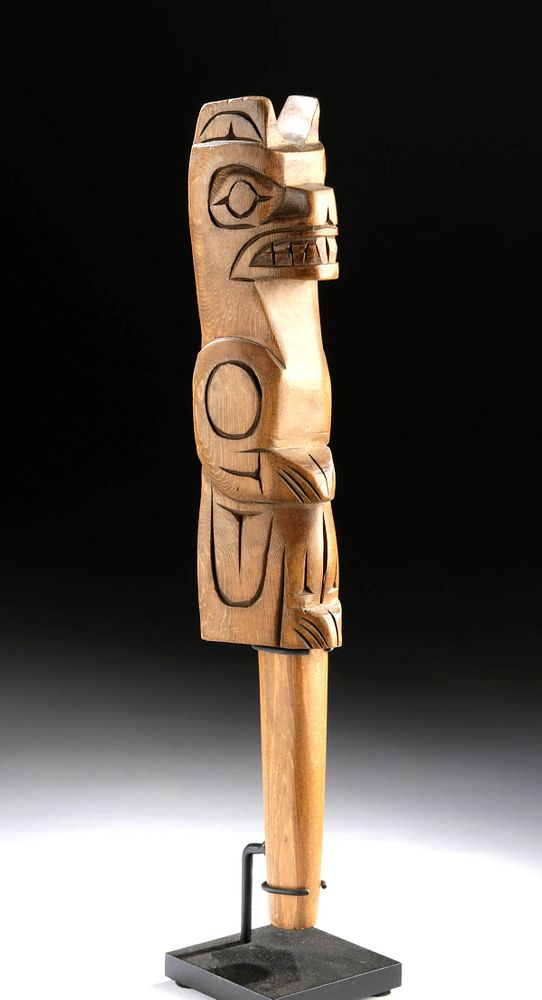 Appraisal: th C Squamish Wood Talking Stick of Bear Jim Yelton