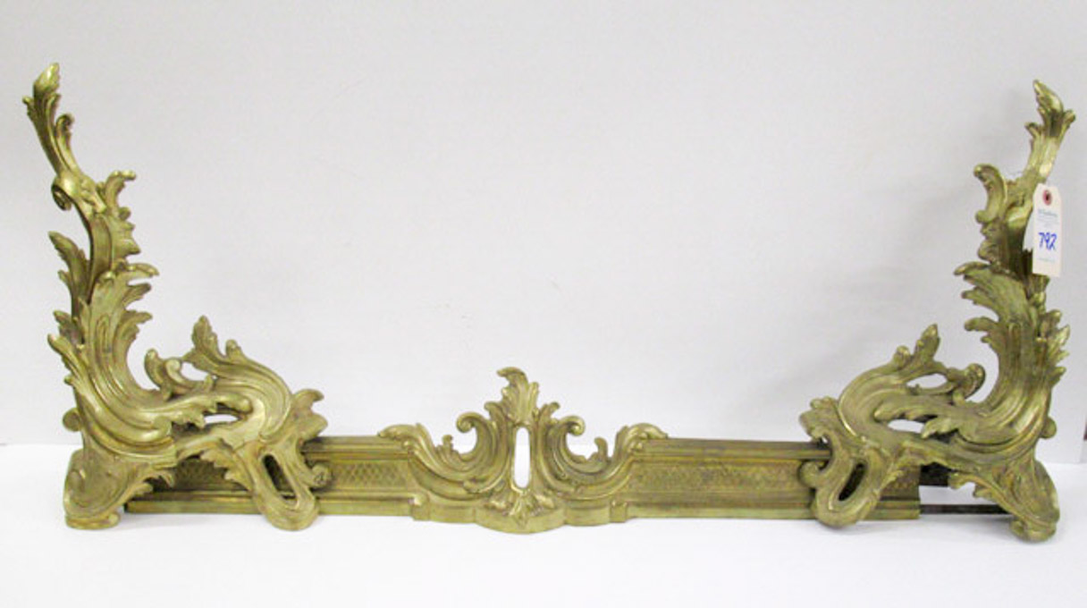 Appraisal: LOUIS XV STYLE CAST BRASS FIREPLACE FENDER French late th