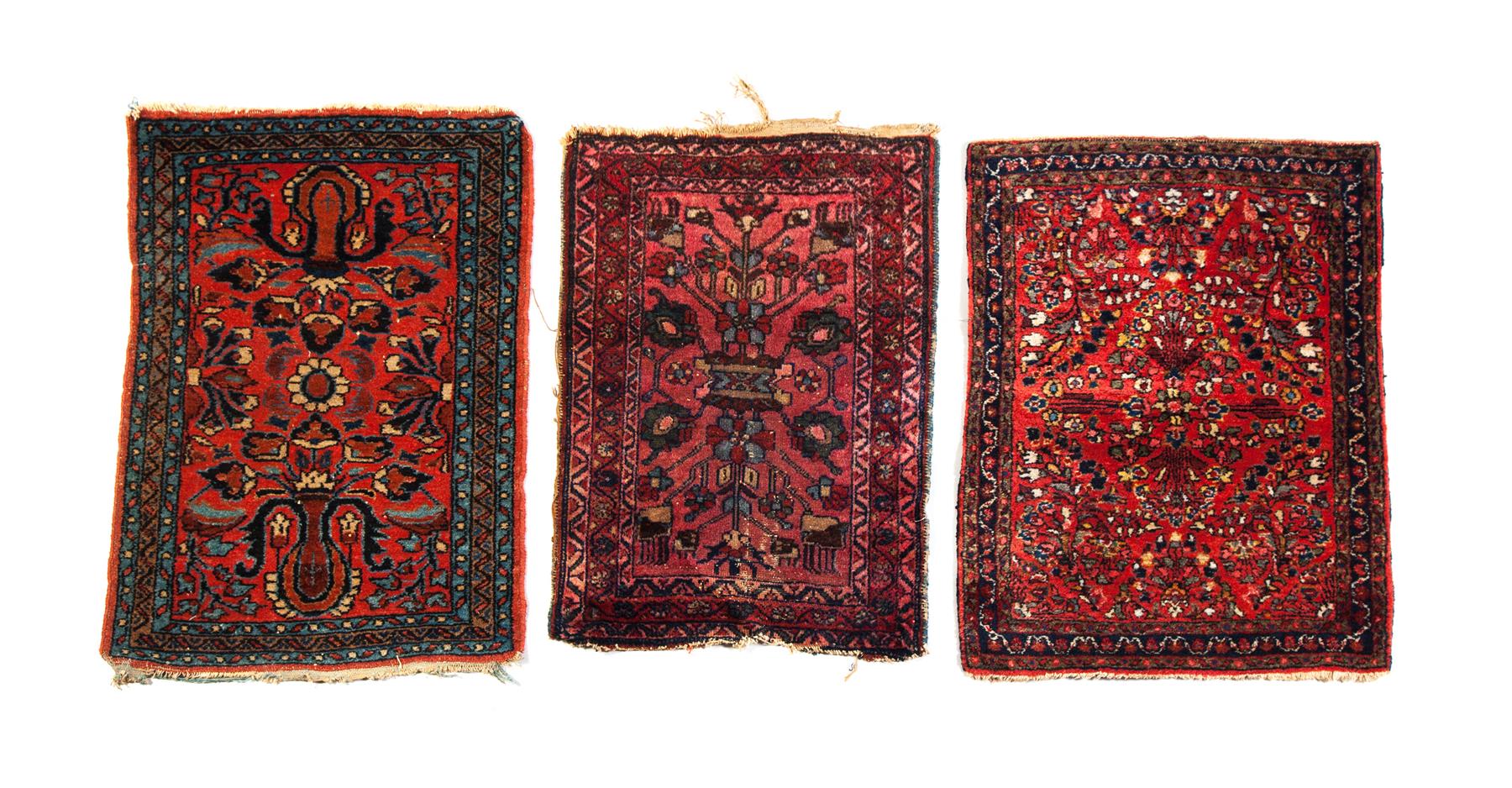 Appraisal: THREE ORIENTAL MATS First half- th century Sarouks with red