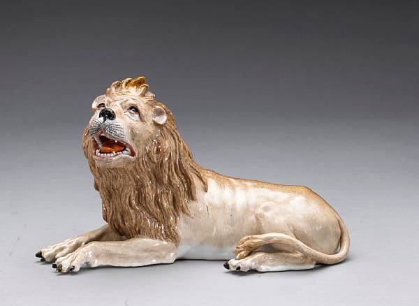 Appraisal: A Meissen porcelain figure of a lion after a model