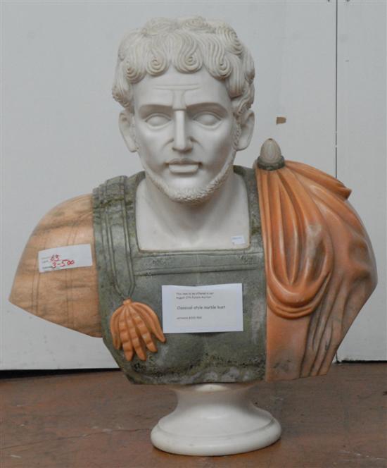 Appraisal: CLASSICAL STYLE MARBLE BUST H W