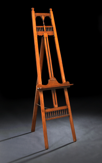 Appraisal: Mahogany Easel th century in the Aesthetic taste of hinged