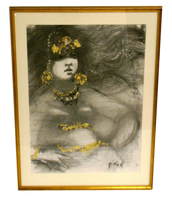 Appraisal: Ruth Levine Gikow Russo-American - Bathsheba charcoal drawing and applied