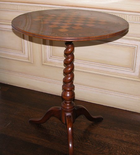 Appraisal: Title English Victorian Inlaid Game Board Table with tilt top