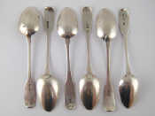 Appraisal: Irish silver A group of six matched fiddle pattern teaspoons