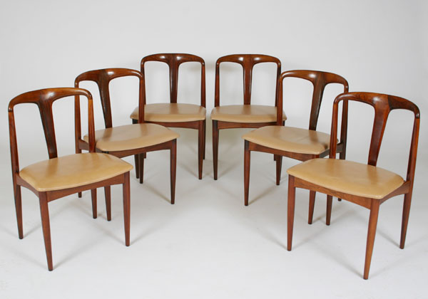 Appraisal: Westnofa of Norway set of six modern rosewood dining chairs