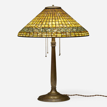 Appraisal: Tiffany Studios GREEK KEY TABLE LAMP USA c leaded glass