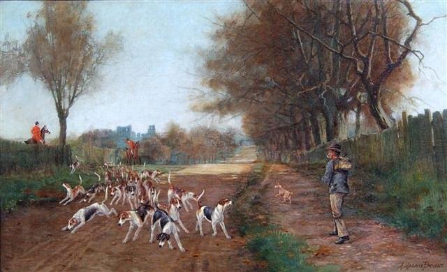 Appraisal: ALFRED MOGIENIE BRYANT British fl - Huntsman and hounds on