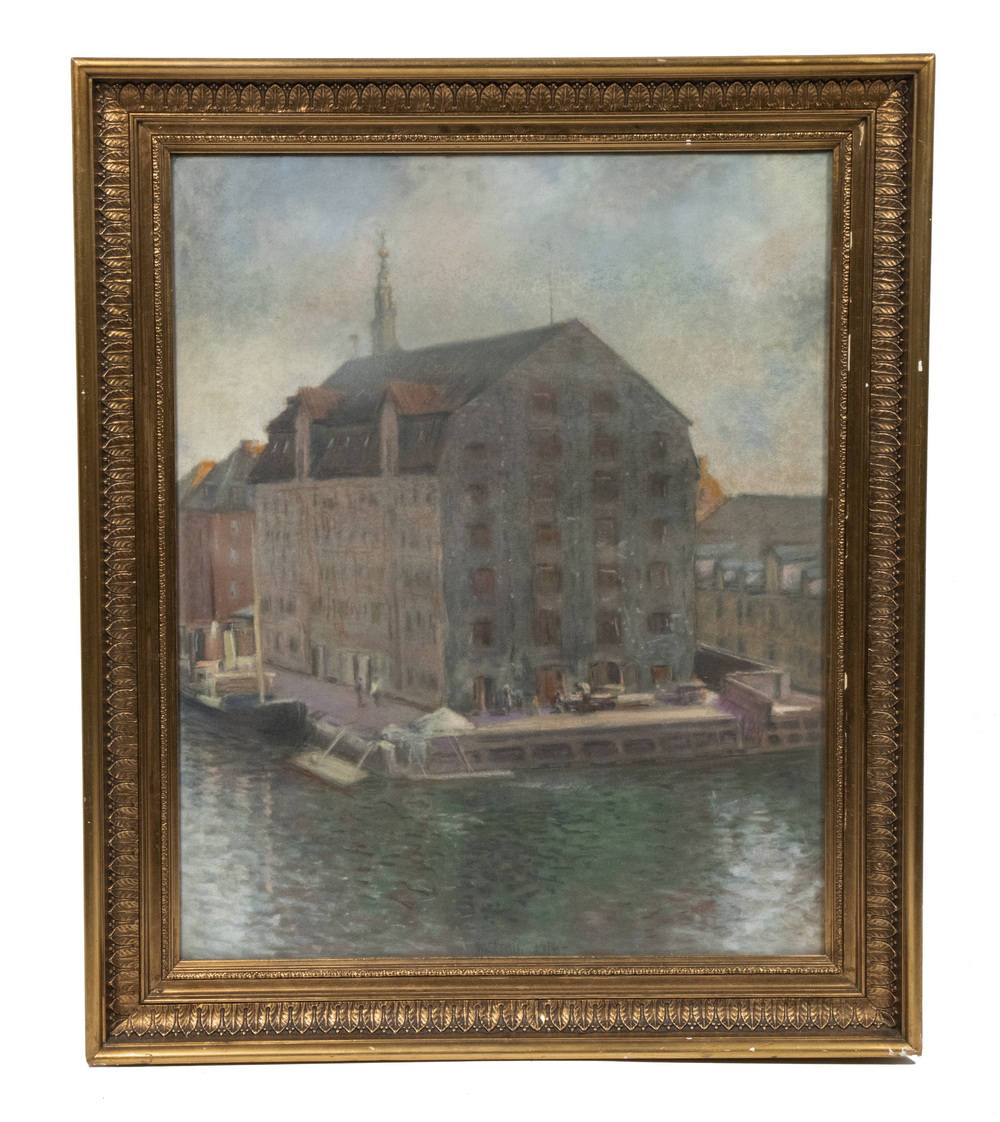 Appraisal: VIGGO JASTRAU DENMARK - Copenhagen Waterfront Warehouse seen possibly from