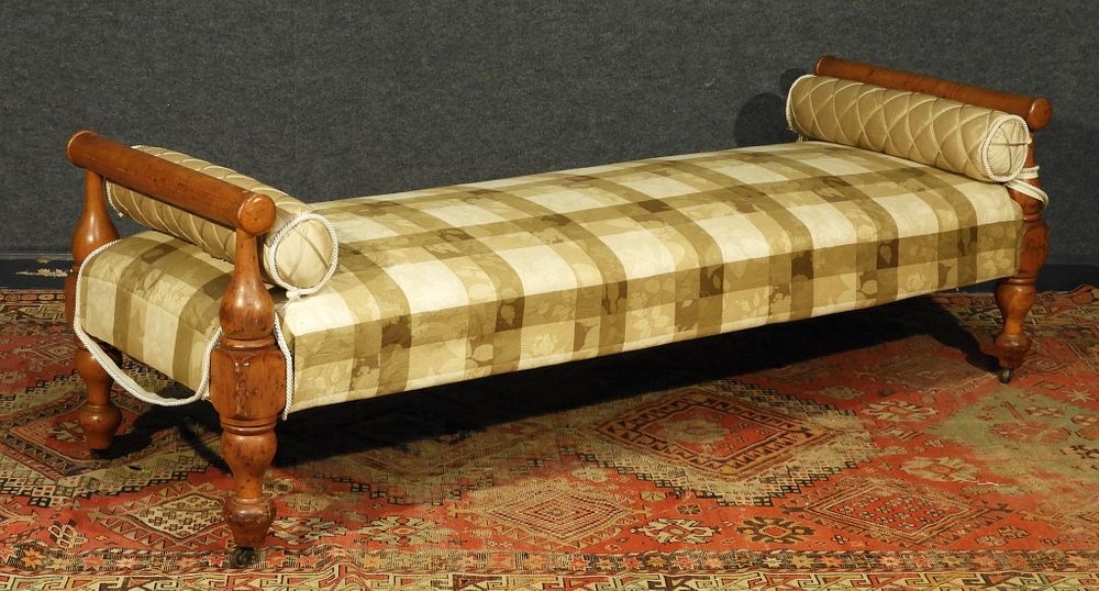 Appraisal: C American Tiger Maple Pegged Day Bed United States th