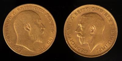 Appraisal: An Edward VII gold half sovereign and a George V