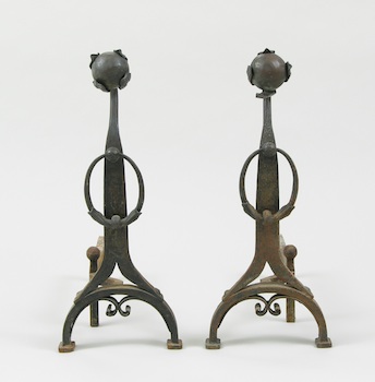 Appraisal: A Handsome Pair of Arts and Crafts Andirons A handsome