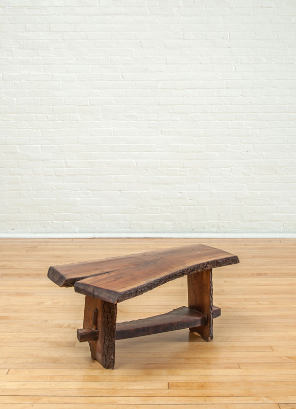 Appraisal: RUSTIC LIVE EDGE WOODEN BENCH With stretcher base x x