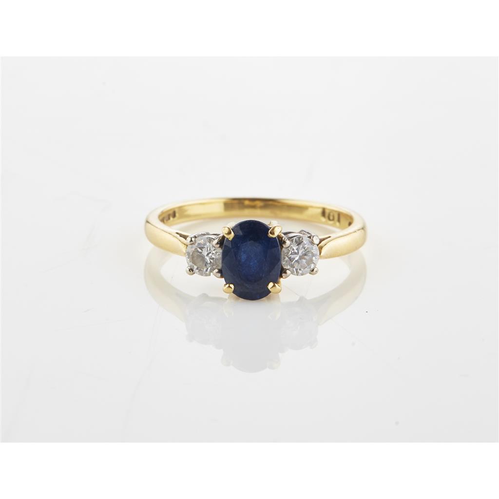 Appraisal: A sapphire and diamond set ring claw set with an