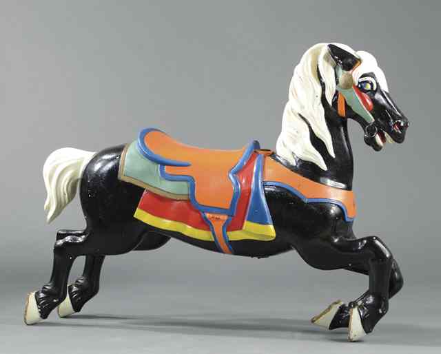 Appraisal: VINTAGE PAINTED CAST METAL CAROUSEL HORSE attributed to the Allen