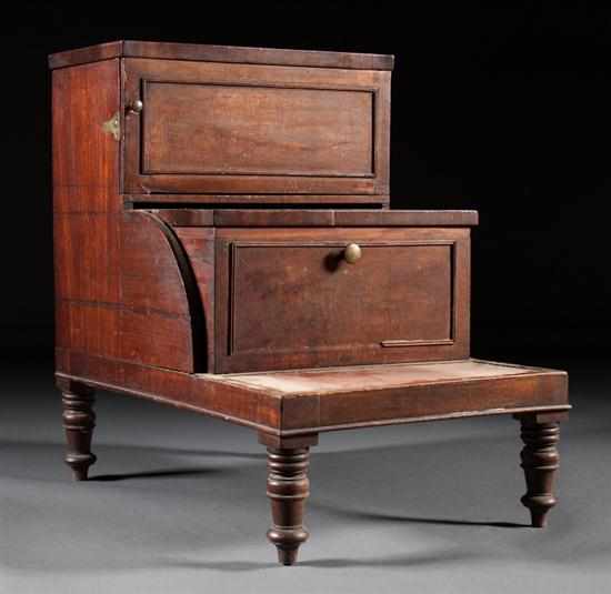 Appraisal: George IV mahogany library step commode circa three-step set middle