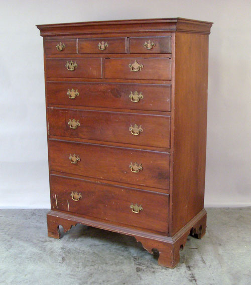 Appraisal: Pennsylvania Chippendale walnut tall chest th c h w