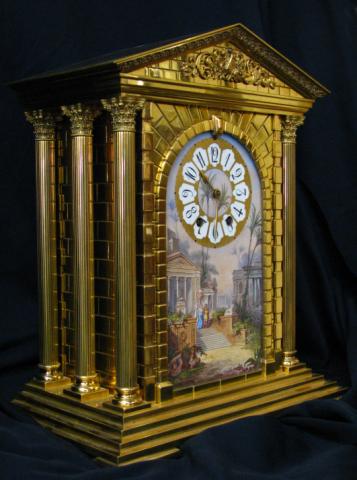 Appraisal: French th Century Brass Clock with a Hand Painted Scenic