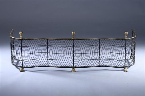 Appraisal: ENGLISH REGENCY BRASS AND WIRE FIRE FENDER early th century