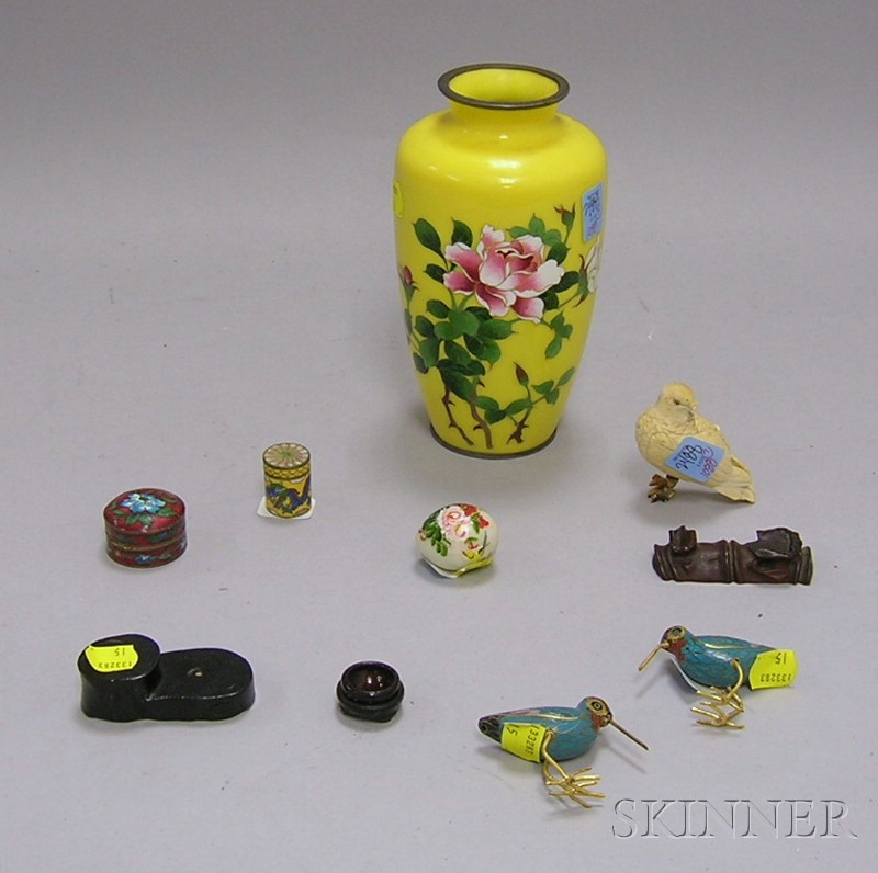 Appraisal: Seven Small Asian Cloisonne and Decorative Items two small boxes