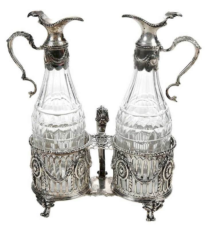 Appraisal: English Silver and Cut Glass Decanter London late th century