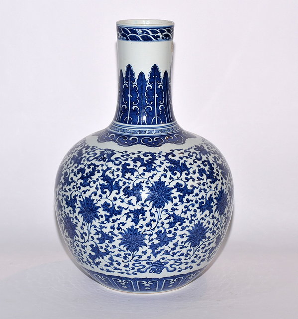 Appraisal: A Chinese blue and white baluster large vase th Centurydecorated