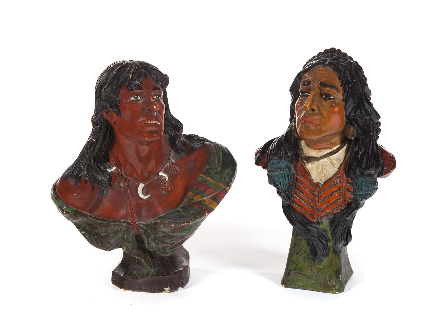 Appraisal: TWO PLASTER STORE BUSTS OF NATIVE AMERICANS American th century