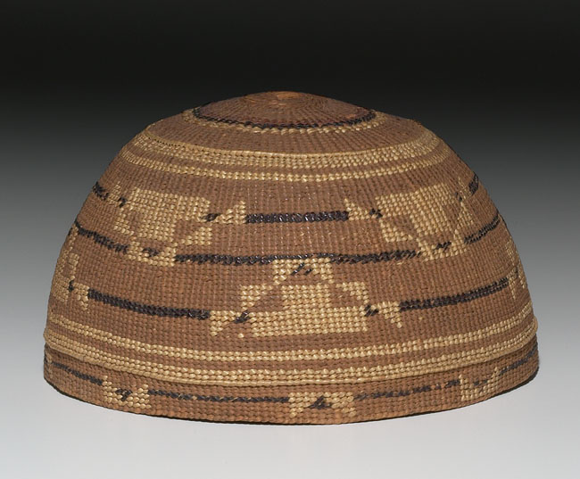 Appraisal: Karuk basketry hat stepped geometric design w x h