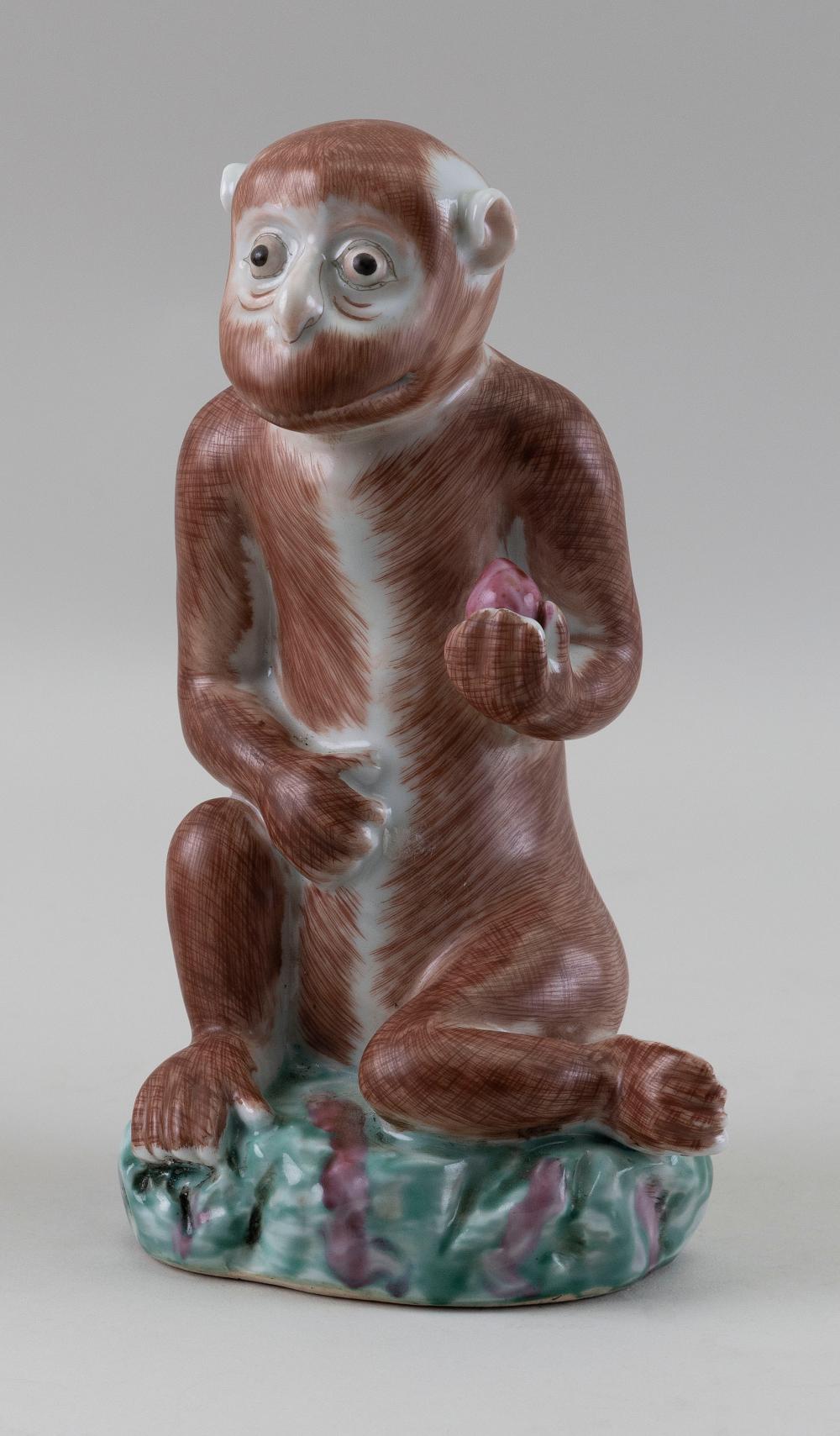 Appraisal: CHINESE POLYCHROME PORCELAIN FIGURE OF A MONKEY LATE TH CENTURY