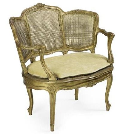 Appraisal: A pair of French giltwood fauteuils a canne circa the