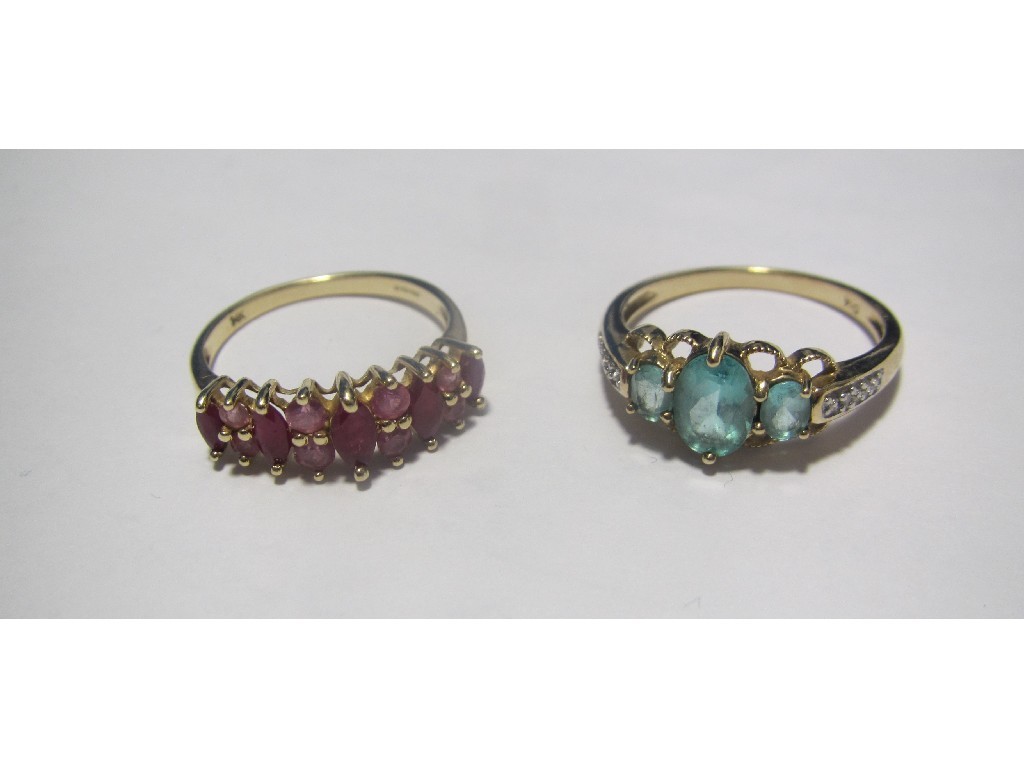 Appraisal: Lot comprising a ct gold ruby and pink topaz set