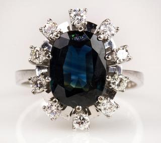 Appraisal: Sapphire diamond and k white gold ring Sapphire diamond and