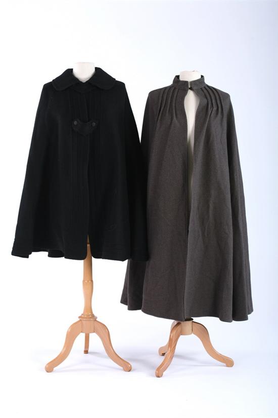 Appraisal: TWO WOOL CAPES One constructed of heavy black wool probably