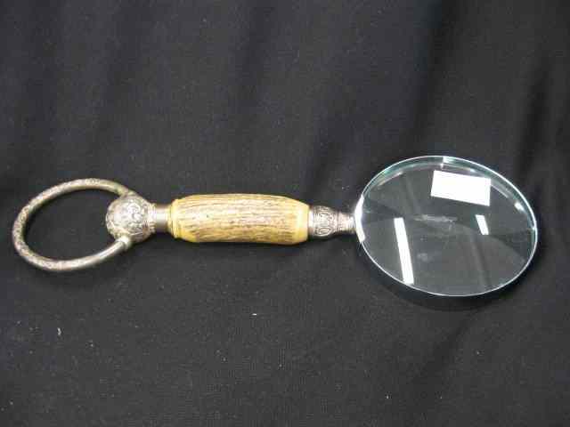 Appraisal: Silverplate Antler Magnifying Glass ''long