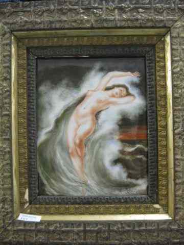 Appraisal: K P M Painting on Porcelain of Nude inwave by