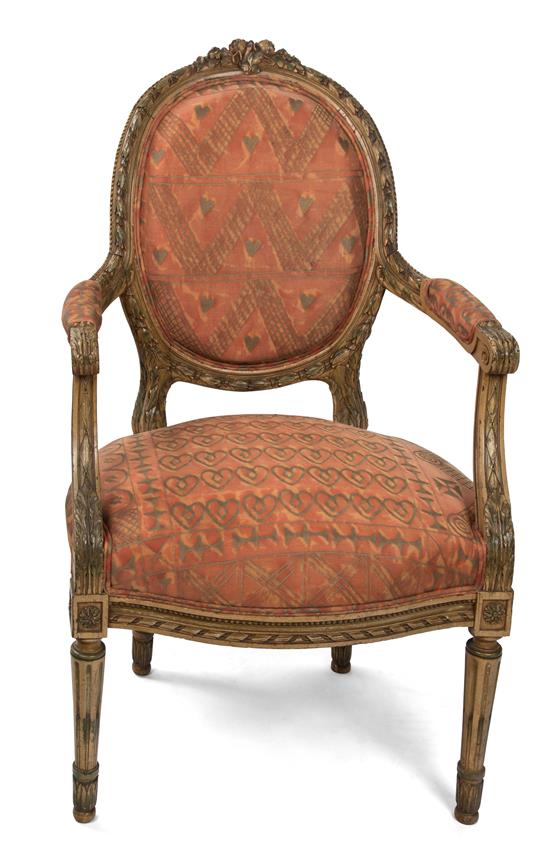 Appraisal: Sale Lot A Louis XVI Style Painted Fauteuil early th