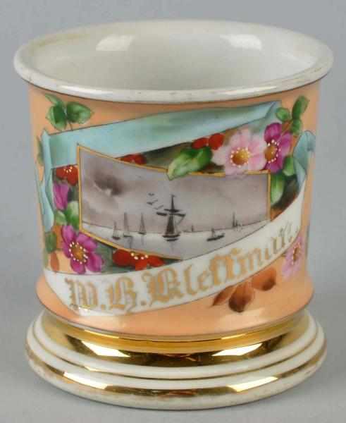 Appraisal: Sailing Scene Shaving Mug Gilded W B Bleffman Orange wrap